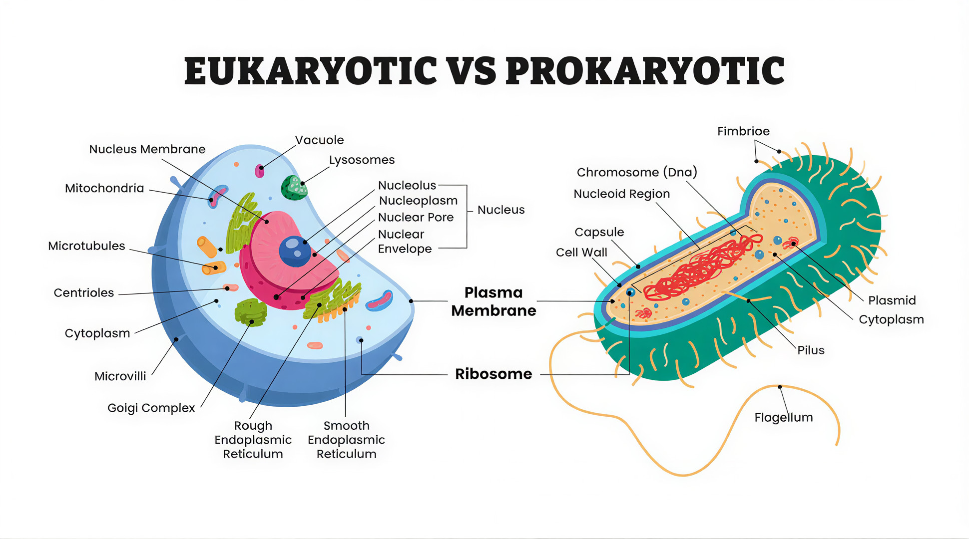 Prokaryotic vs Eukaryotic Cell diagram